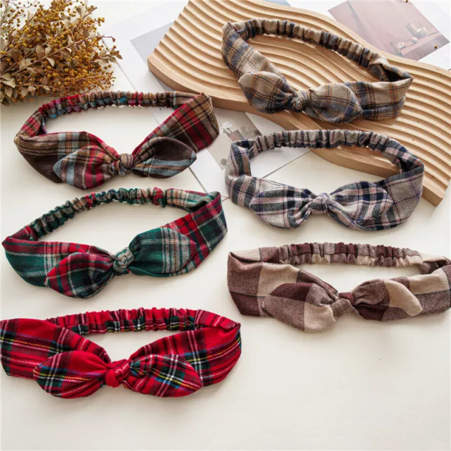 Weihnachten Kariert Stirnband Elastisches Haarband Druck Turban Kopfband Ha ♬
