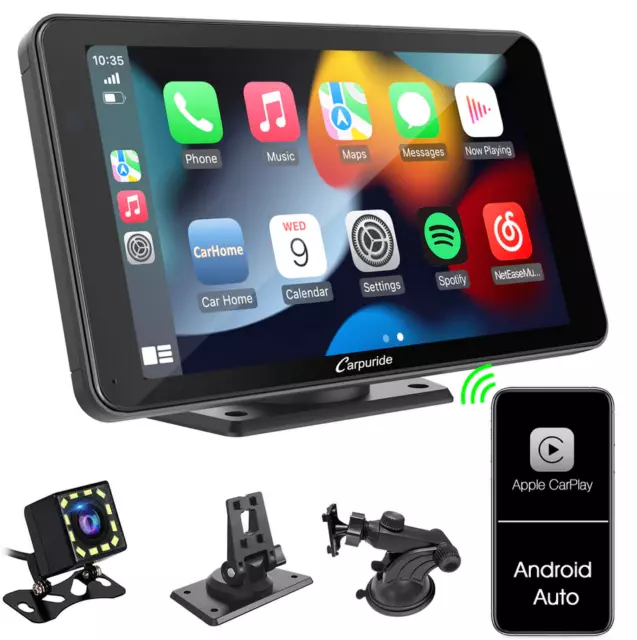 Carpuride 7" Touchscreen Portable Car Stereo Wireless Apple CarPlay Android Auto
