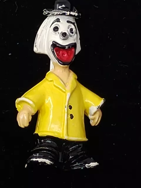 Vintage Clown Pin/Brooch. White, Yellow. And Black Enamel Like Ciner Happy Scary