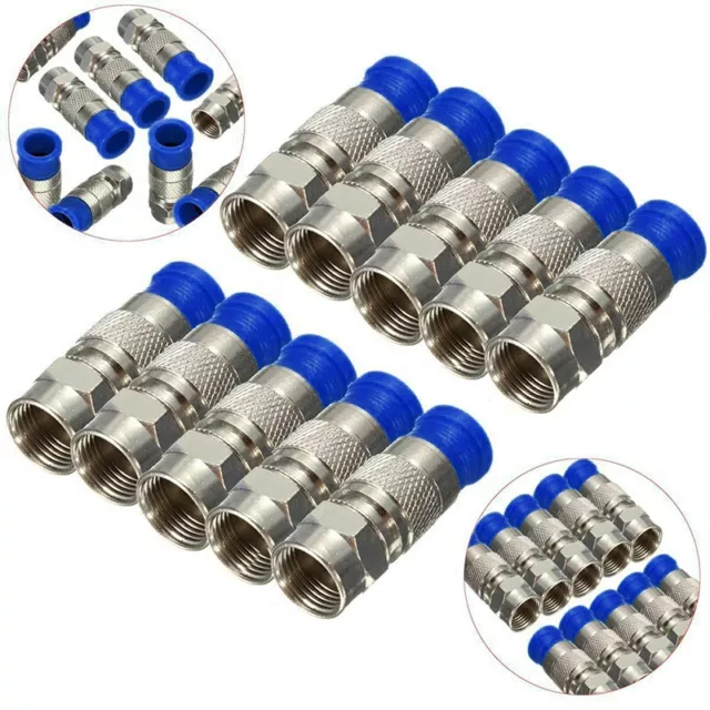 10x RG6 F Compression Connector Coax Cable Coaxial Fitting Compression Tool_in 10x RG6 F Compression Connector Coax Cable Coaxial Fitting Compression Tool_in