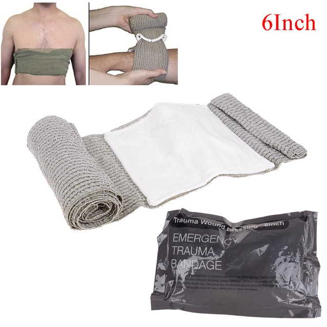 ASA TECHMED Israeli 6 Inch Compression Bandage - First Aid Wound Injury Sterile Battle Dressing - EMS Emergency Bandage Stop The Bleed Control Medical Trauma Bandage - Pack Of 5