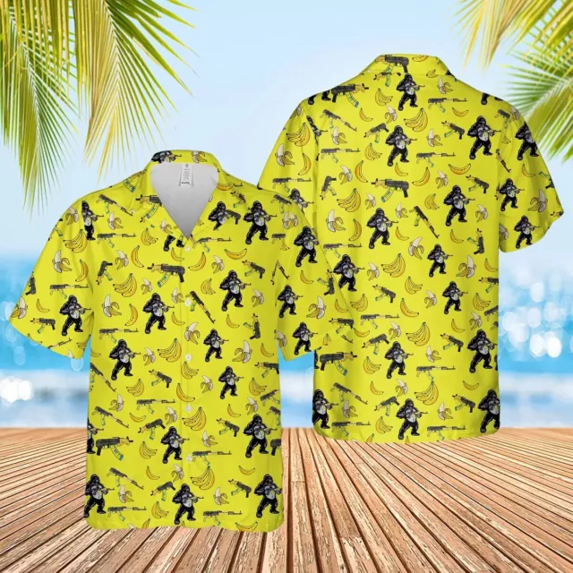 AK47 AKM GORILLA Banana Funny Gun Theme Tropical Hawaiian Shirt All ...