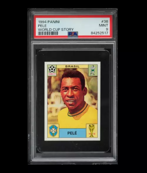 1994 PANINI WORLD CUP STORY #38 PELE PSA 9 and WORLD CUP #36 BRASIL PSA 8 POP 1*