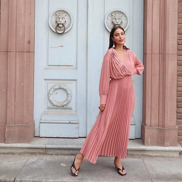 Zara vestito plissettato fucsia cheap