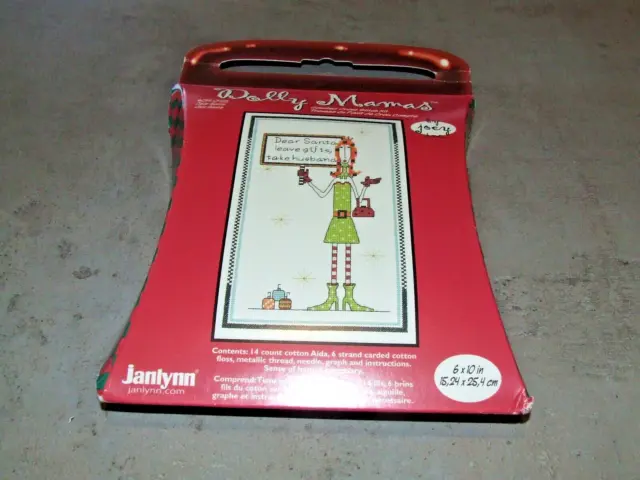 Dolly Mamas Cross Stitch Kit - Dear Santa ,Leave Gifts, Take Husband - New