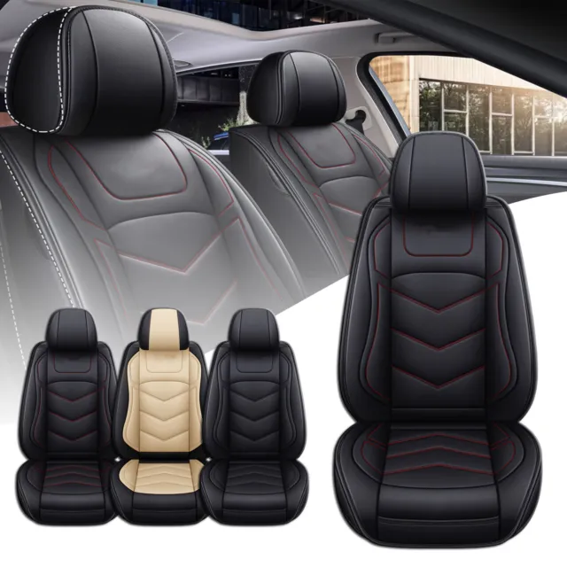 Leatherette Front Rear Car Seat Covers Full Set Cushion Protector Universal