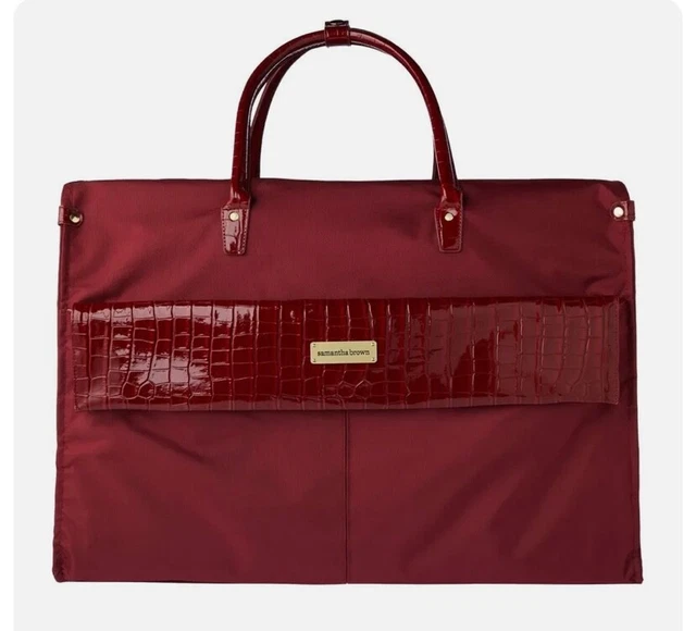 Samantha Brown Croco Detail Large Duffle Bag-Burgundy