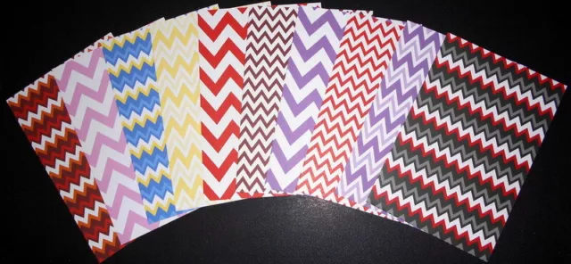 CHEVRON PATTERNED PAPERS x 10  ~ Scrapbooking/Cardmaking ~ 15cm x 10cm (6" X 4")