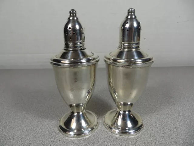 Duchin Creation Sterling Silver Salt Pepper Shakers Weighted Glass Lined 4-1/2”