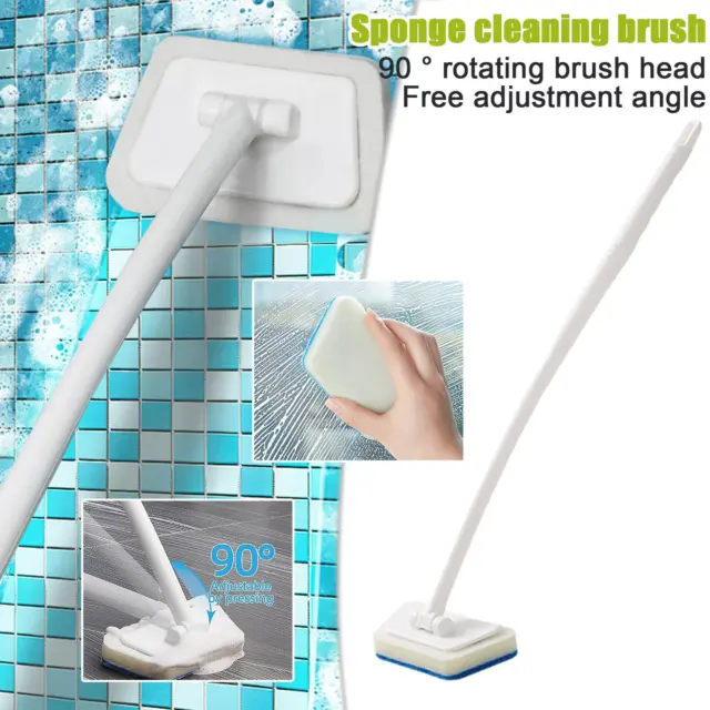Cepillo de bañera extraíble cepillo de pared azulejos ventana esponja cepillo limpio mango largo;