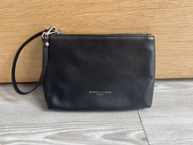 Gianni Chiarini Black Leather Wrist Bag Clutch Immaculate