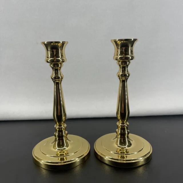 Pair Copper Craft Brass Metal 6.5” Candle Sticks Holders Quality USA Shiny Heavy