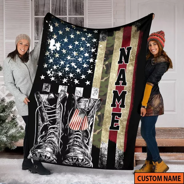 Veteran of the USA Flag, Custom Name Blanket, United States Flag blanket