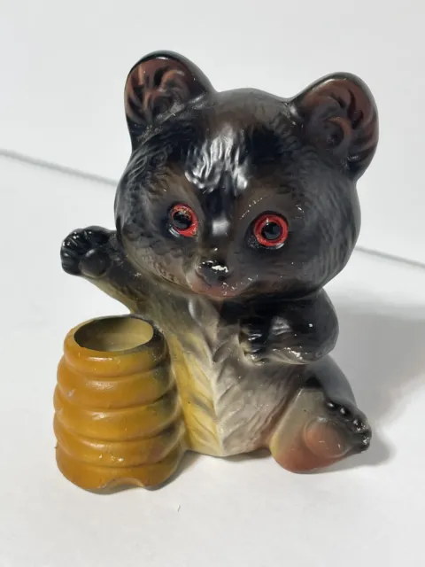 Vintage Honey Bear Toothpick Holder Japan 1960’s Ceramic 3.5”