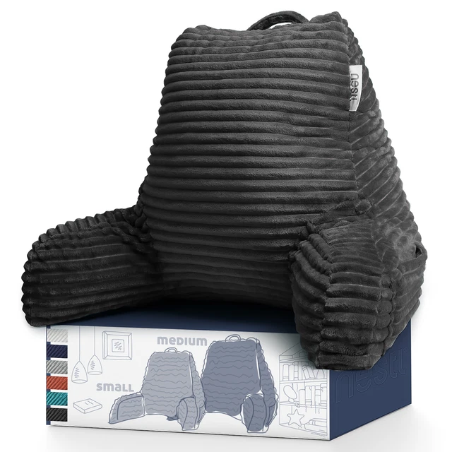 Cut Plush Striped Reading Pillow Shredded Memory Foam Bed Rest Pillow with Arms