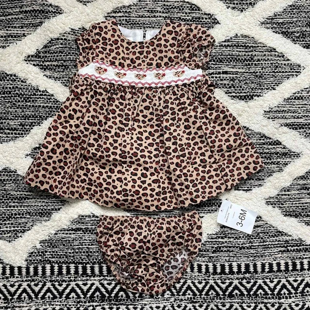 NWT Dillard’s Bonnie baby Animal Print Dress and Diaper Cover size 3-6