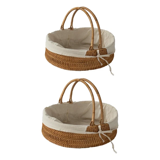 Panier En Osier Naturel 40 Cm – Panier De Pique-nique, Décoration Et Rangement Pour Fruits, Fleurs