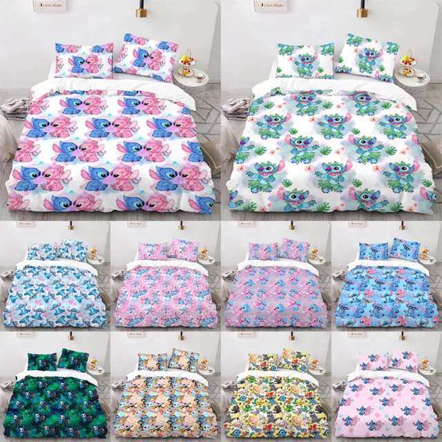 NEW Lilo & Stitch Duvet Cover Pillowcase Unisex Kids Bedroom Stitch Bedding Set