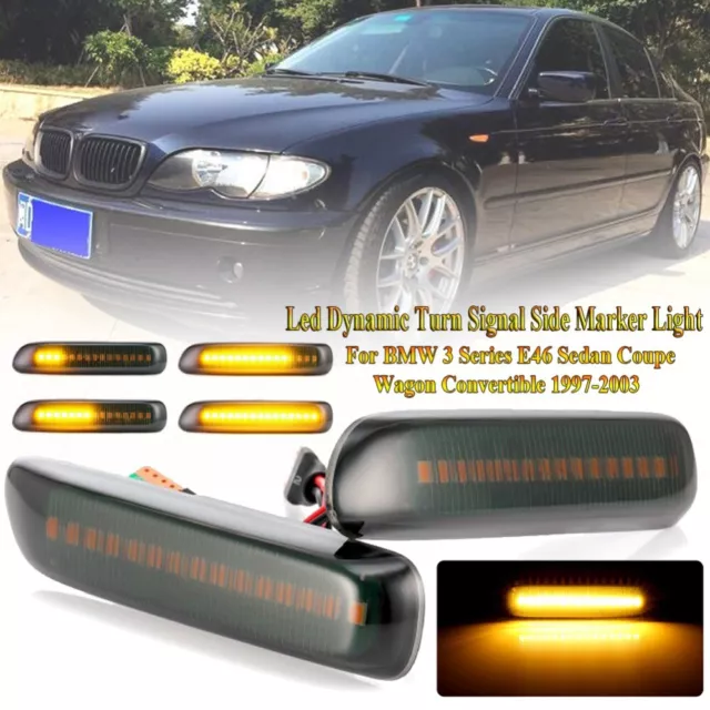 Für BMW E46 LED Seitenblinker Schwarz Klarglas Blinker Limousine Coupe Touring