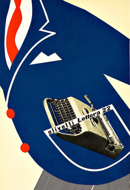 Art Ad Olivetti Typewriter in a jacket pocket Deco Poster Print