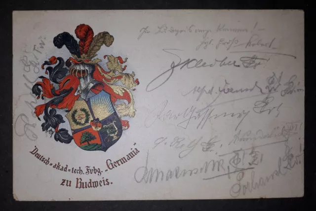 AK GERMANIA BUDWEIS Burschenschaft Marko-Germania Wien 1907 Studentika
