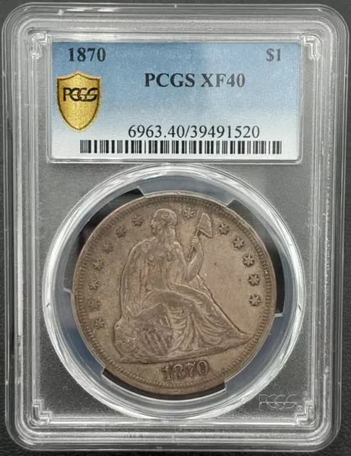 1870 P Seated Liberty Silver Dollar, PCGS XF 40, Higher Grade Dollar