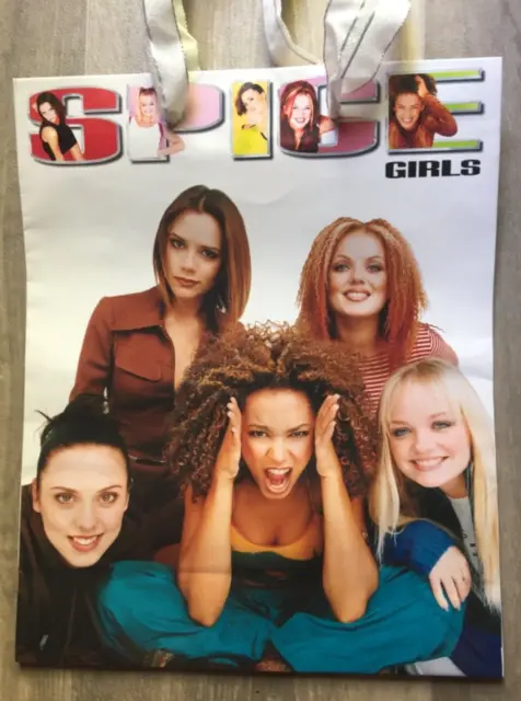 1990's SPICE GIRLS RARE PAPER GIFT PHOTO WRAP BAG COLLECTABLE VINTAGE EARLY TOTE