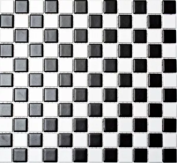 Cerámica Azulejos Ajedrez de Mosaico Negro Blanco Mate Suelo Pared Baño Cocina