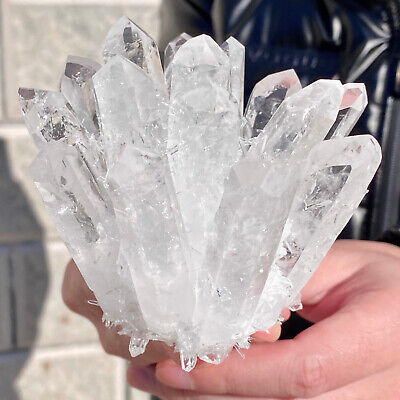 401G Clear white quartz crystal cluster Mineral specimen from madagat healing.