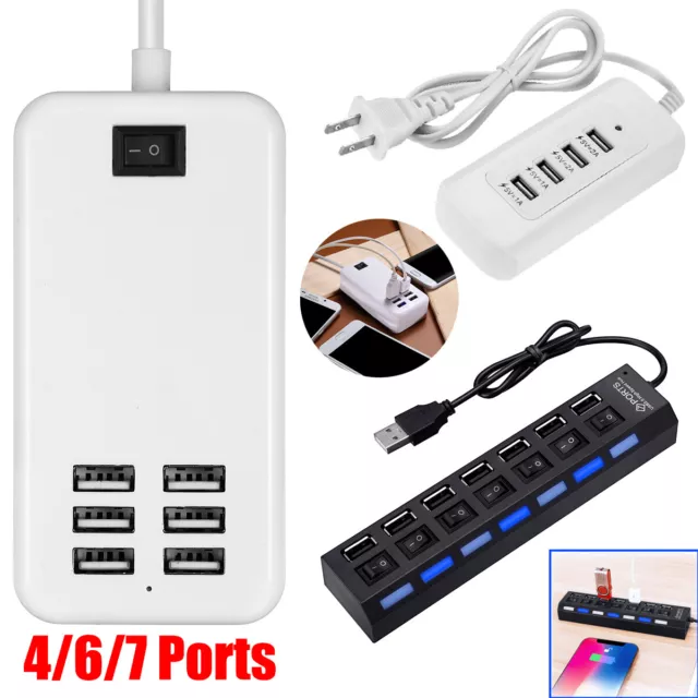 4/6/7 Port Multi-Port USB Wall Travel Charger Desktop USB Hub Charging Station