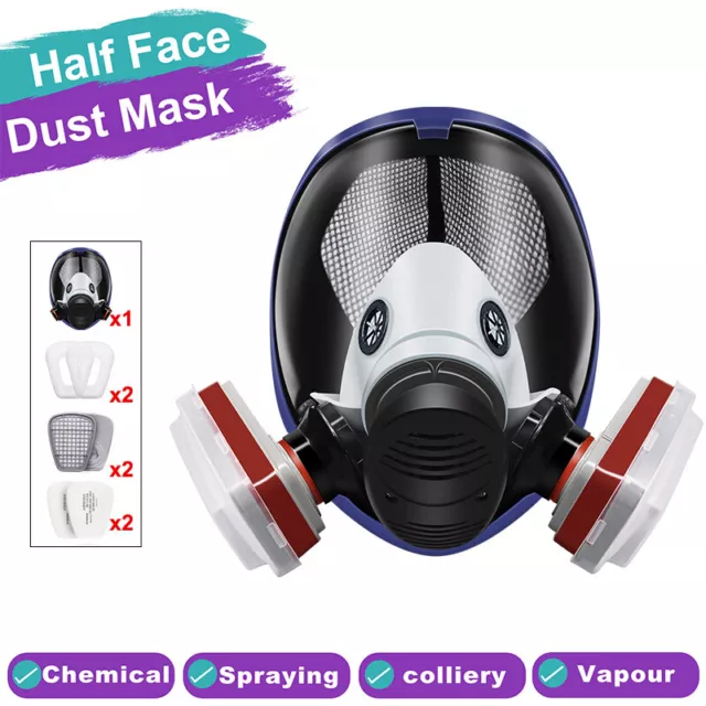Gas Mask Full Face Chemical Spray Painting Respirator Vapour Facepiece Reusable
