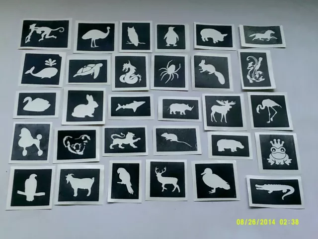 animal mini small themed stencils for glitter tattoos / airbrush (mixed) pig cat