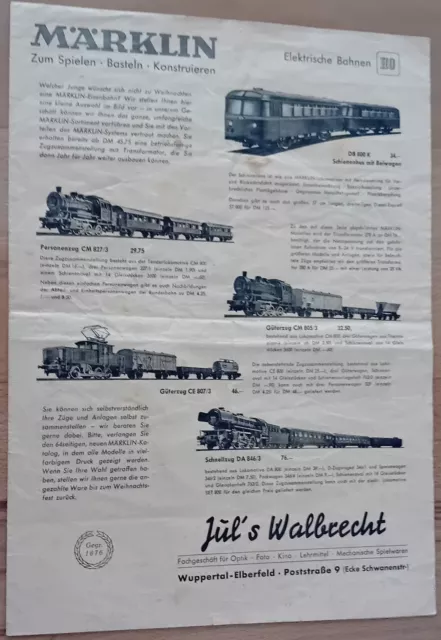 Märklin H0 novedades - folleto de 1953 para empresa Walbrecht / Catálogo / Original