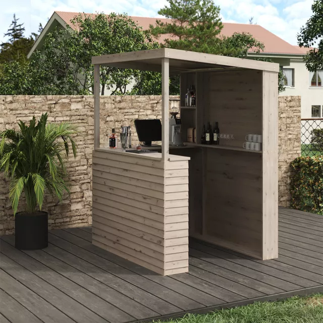 GARDEN BAR DRINKS SHED OUTDOOR PUB 7x2.5 PATIO PARTY LOG CABIN PRESSURE TREATED