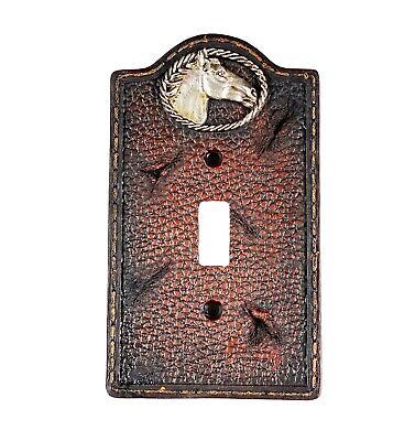 Urbalabs Western Horse Worn Leather Design Light Switch Outlet Wall Plate Covers