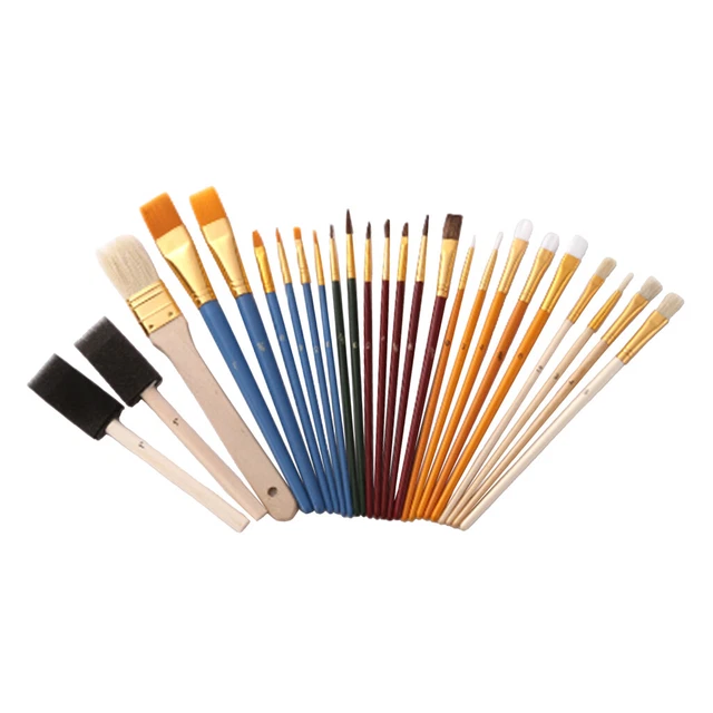 25 Pezzi di Pennelli per Pittura Artistica Set di Pennelli per Pittura Ad Olio