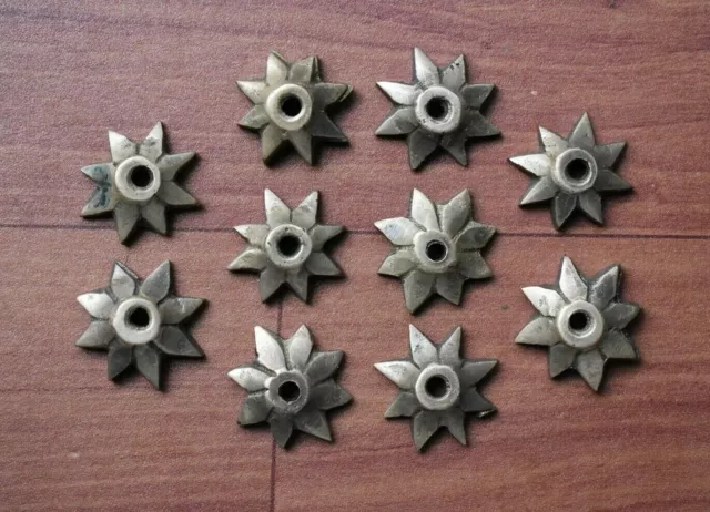 Vtg Brass furniture hardware flower wood iron door cabinet farm barn decor 10pcs