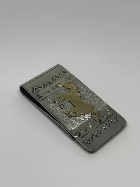Navajo Horse Sterling Silver 12Kg Gold Filled Money Clip By Genevieve
