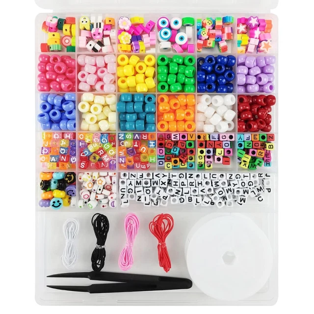 Kit Perline Braccialetti Fai Da Te - 720 Pezzi Bianco E Oro, Con Filo Elastico E Scatola Porta - Foto 6