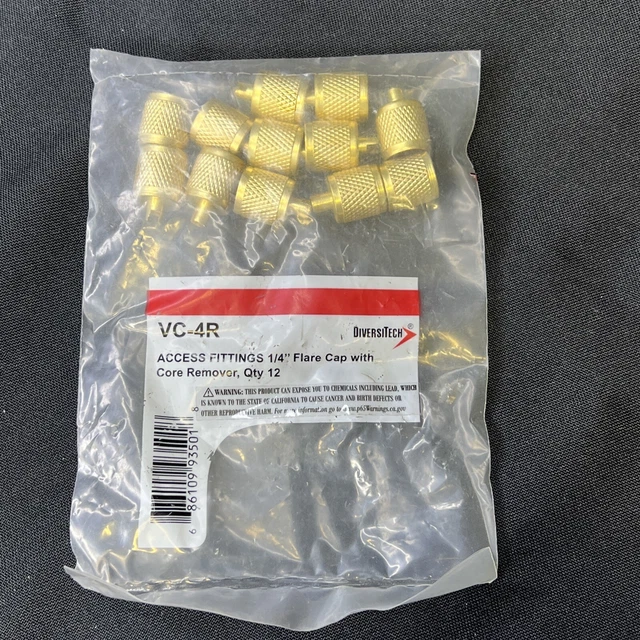 NEW 12-pack • VC-4R • Diversitech Access Fittings 1/4" Flare Cap w/Core Remover