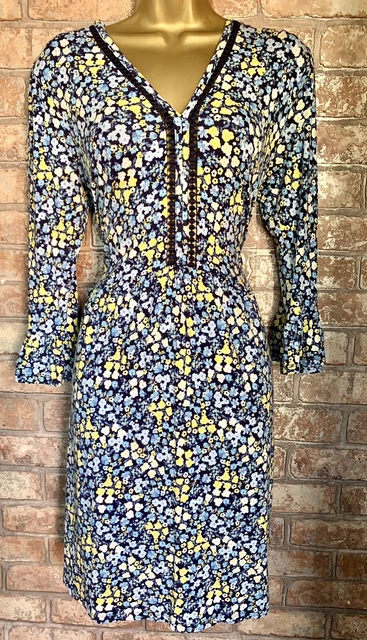 Pretty Blue And Yellow Boho Ditzy Floral Prim And Proper Dress Size 12/14