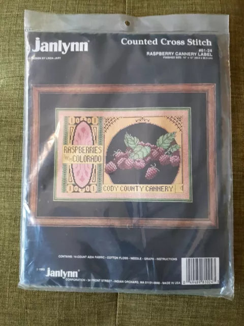 Nuevo Frambuesa Cannery Label Janlyn Punto de Cruz Contado 16"" x 12"" Kit de Imágenes