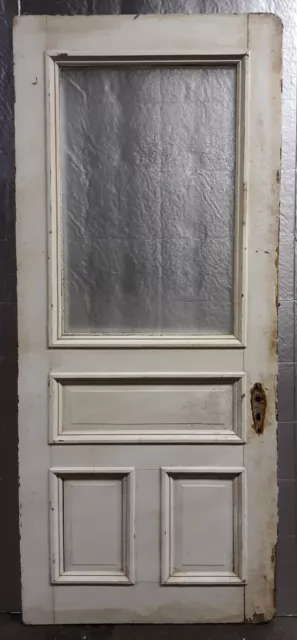 32"x78" Antique Vintage Old SOLID Wood Wooden Door Panel Window Textured Glass