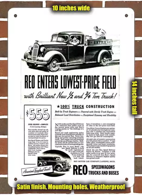 Metal Sign - 1937 Reo Truck - 10x14 inches