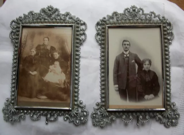 Pair Matching Victorian Picture Frames in Silver Coloured Metal