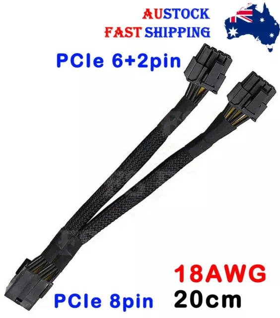 GPU PCIe 8 Pin Female to Dual 8 Pin (6+2) Male PCI Express Power Cable 18AWG