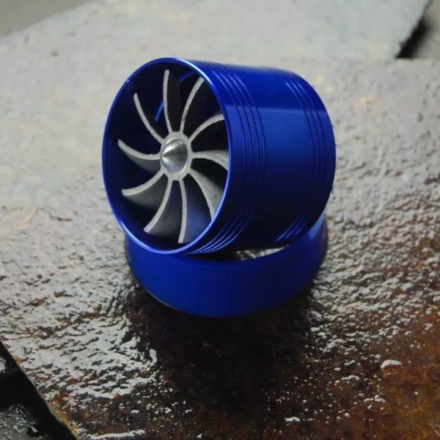 Blue Air Intake Aluminum Fan FUEL GAS SAVER Turbo SUPERCHARGER ECO Tornado Jet