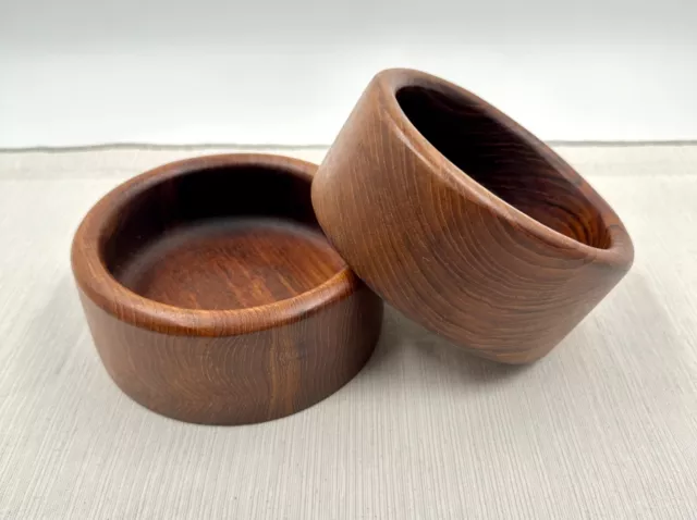 Set of 2 Good Wood Salad Bowls Genuine Teak Personal-Size 5 3/4"