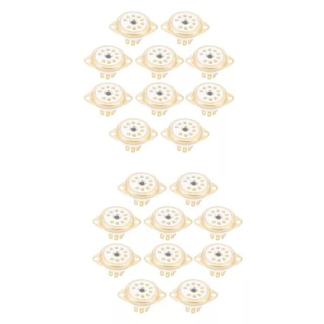 20PCS Ceramic B9A Gold-Plated 9Pin Vacuum Tube Socket Panel Chassis Mount8984