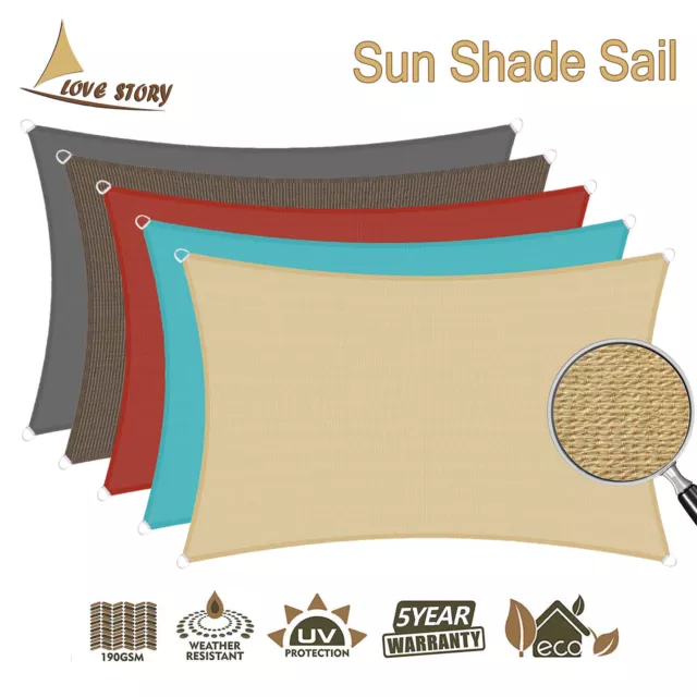 OUTDOOR SUN SHADE Sail Canopy Shelter Cover Patio Awning Garden Pool ...